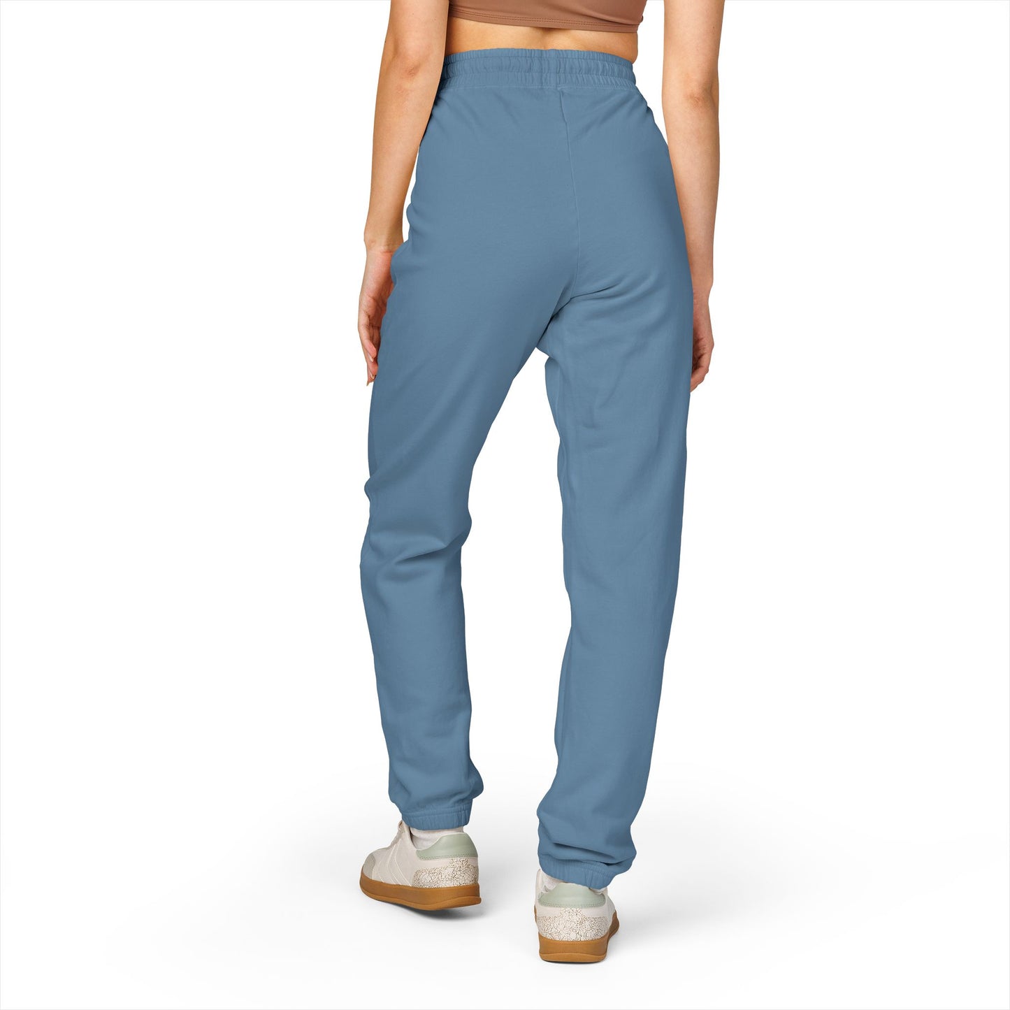 Gothic Script Sweatpants — Light Blue Fleece Joggers
