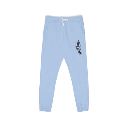 Gothic Script Sweatpants — Light Blue Fleece Joggers