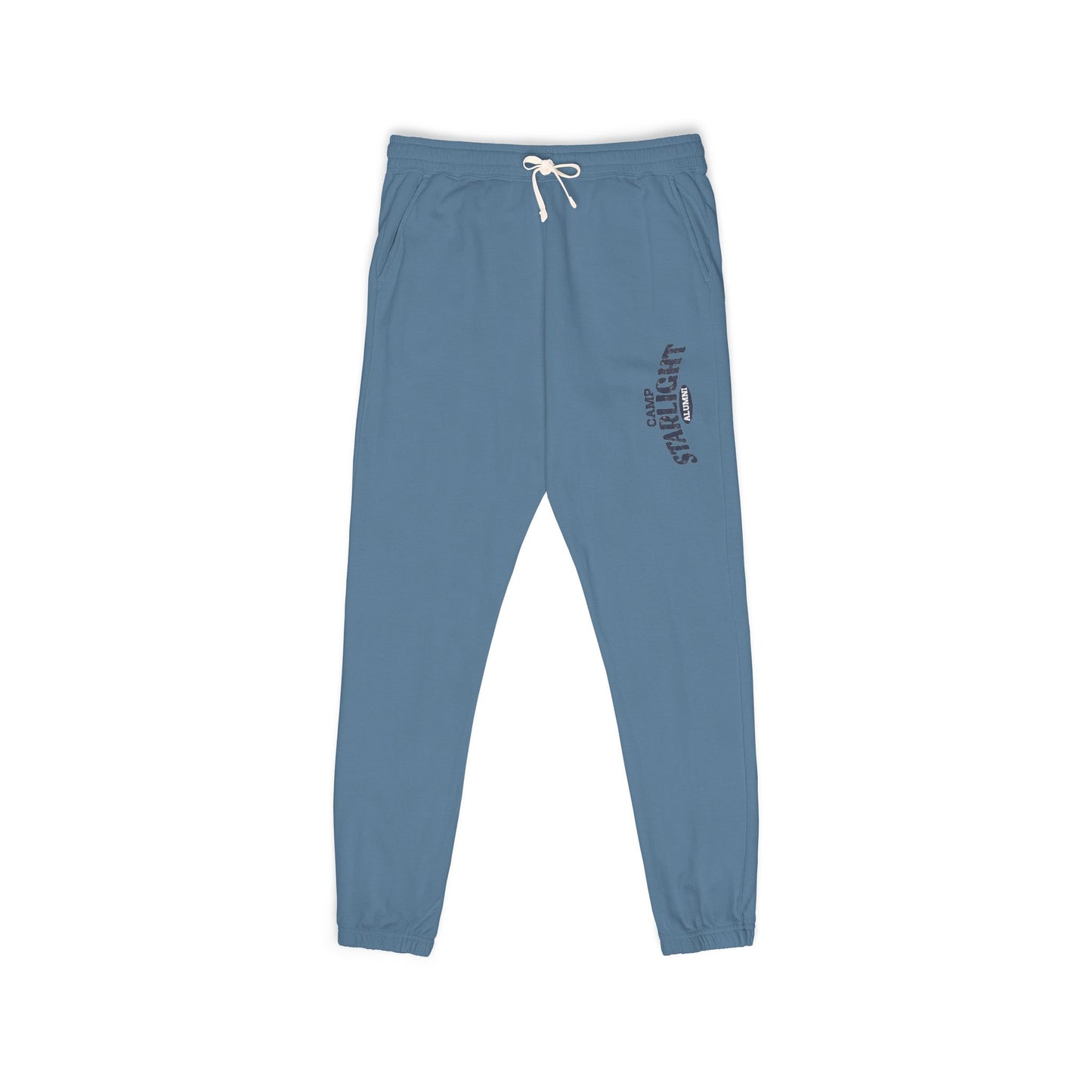 Gothic Script Sweatpants — Light Blue Fleece Joggers