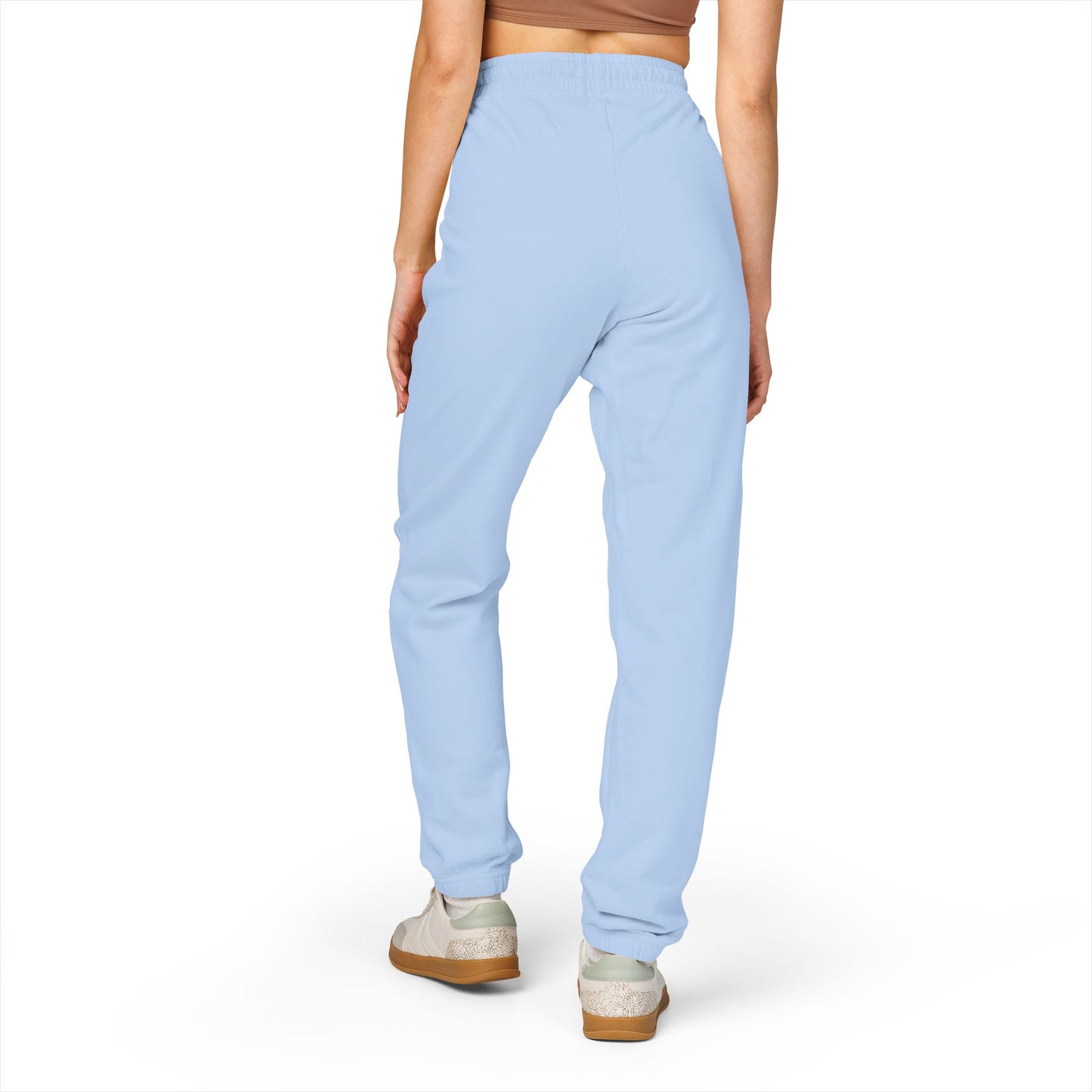Gothic Script Sweatpants — Light Blue Fleece Joggers